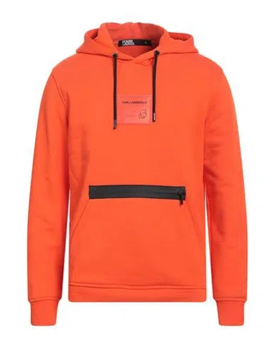 Karl Lagerfeld Man Sweatshirt Orange Size L Cotton, Polyester