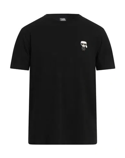 Karl Lagerfeld Man T-shirt Black Size L Cotton, Elastane In Black