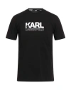 Karl Lagerfeld Man T-shirt Black Size S Organic Cotton In Black