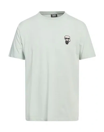 Karl Lagerfeld Man T-shirt Light Green Size L Cotton, Elastane