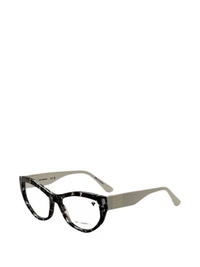 Karl Lagerfeld Marble-effect Cat-eye Frame Glasses In Brown