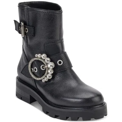 Karl Lagerfeld Marceau Womens Leather Embellished Ankle Boots In Gray