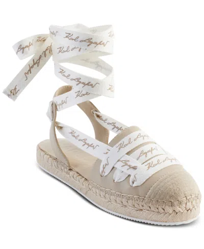 Karl Lagerfeld Mariko Lace-up Espadrille Flats In Dusty Nude