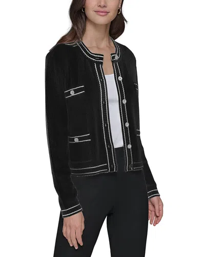 Karl Lagerfeld Marled Cardigan In Black