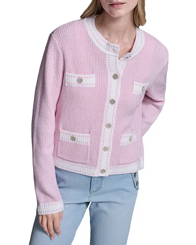 Karl Lagerfeld Marled Cardigan In Pink