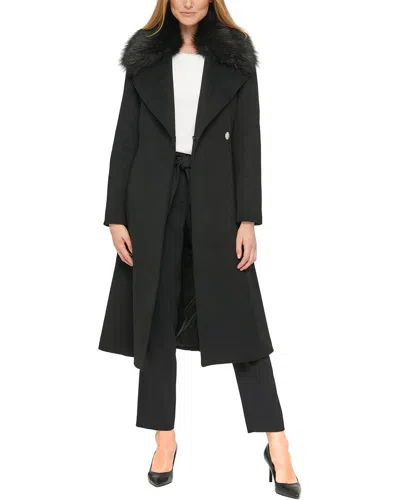 Karl Lagerfeld Maxi Wrap Coat In Black
