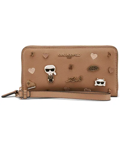 Karl Lagerfeld Maybelle Continental Zip Wallet In Brown