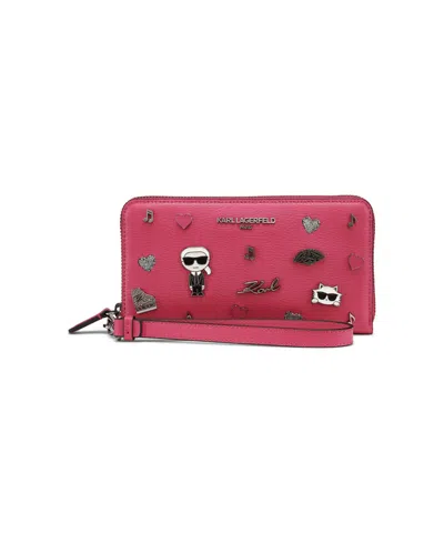 Karl Lagerfeld Maybelle Continental Zip Wallet In Pink