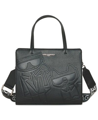 Karl Lagerfeld Maybelle Karl And Choupette Small Satchel In Black Print