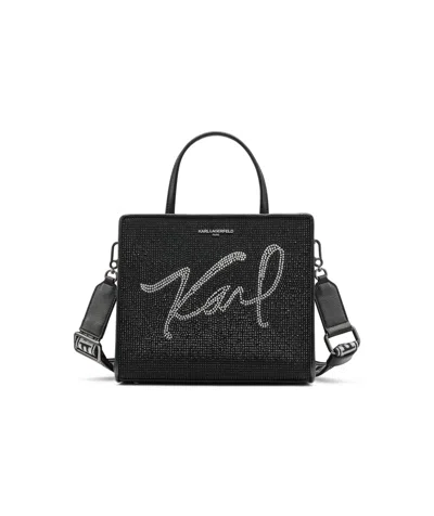 Karl Lagerfeld Maybelle Satchel Bag In Black Metallic