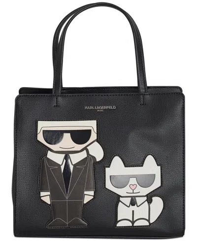 Karl Lagerfeld Logo Strap Karl Character Tote Satchel In Black