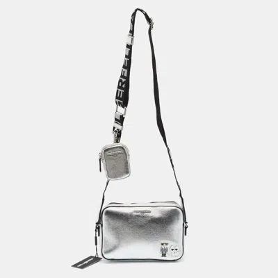 Pre-owned Karl Lagerfeld Maybelle Silver Faux Leather Crossbody Bag