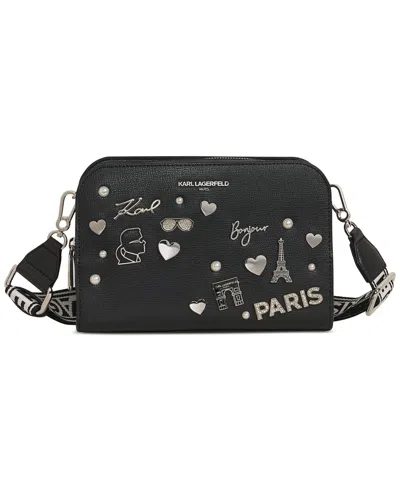 Karl Lagerfeld Maybelle Small Crossbody In Black,silver