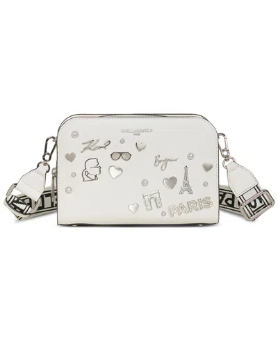 Karl Lagerfeld Maybelle Small Crossbody In Winter White,silver