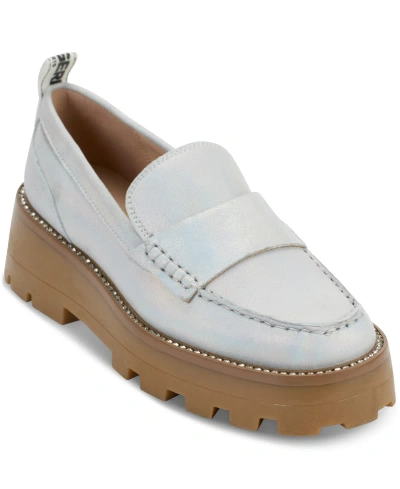 Karl Lagerfeld Maysun Slip-on Platform Loafer Flats In Silver