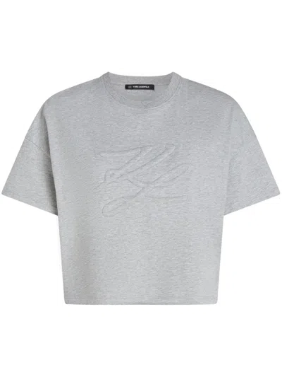 KARL LAGERFELD KARL LAGERFELD MC GRAY AUTOGRAPH 3D T-SHIRT