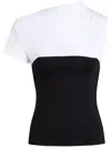 Karl Lagerfeld Mc White Black T-shirt With Gathered Shoulder In Black