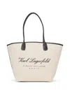 Karl Lagerfeld Medium Hotel Karl Canvas Tote Bag In Neutrals