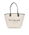 Karl Lagerfeld Medium Hotel Karl Canvas Tote Bag In White