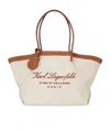 Karl Lagerfeld Medium Hotel Karl Canvas Tote Bag In White