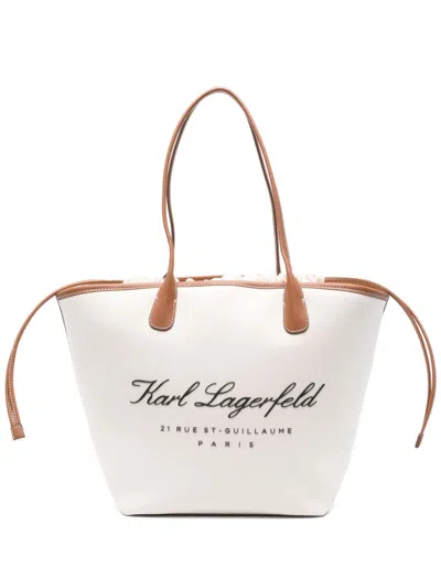 Karl Lagerfeld Medium Hotel Karl Tote Bag In Neutrals