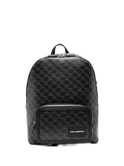 Karl Lagerfeld Medium Karl Monogram Backpack In Black