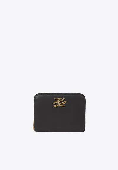 Karl Lagerfeld Medium K/autograph Zip-around Wallet In Black