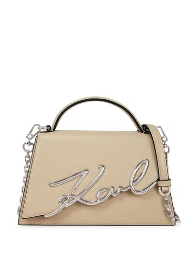 Karl Lagerfeld Medium K/signature Cross Body Bag In Neutrals