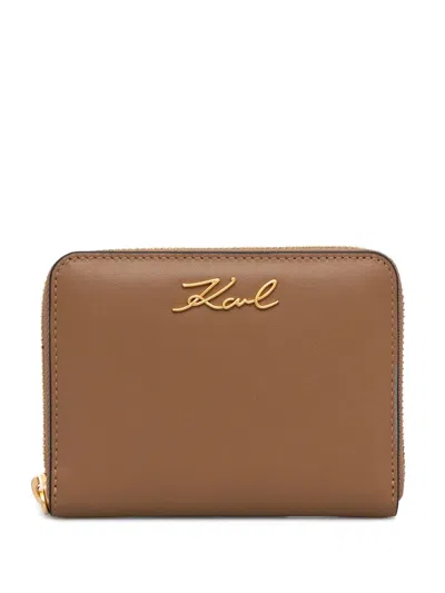 Karl Lagerfeld Medium K/signature Wallet In Braun