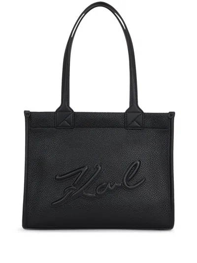 Karl Lagerfeld Medium K/skuare Grainy Tote Bag In 999 Black