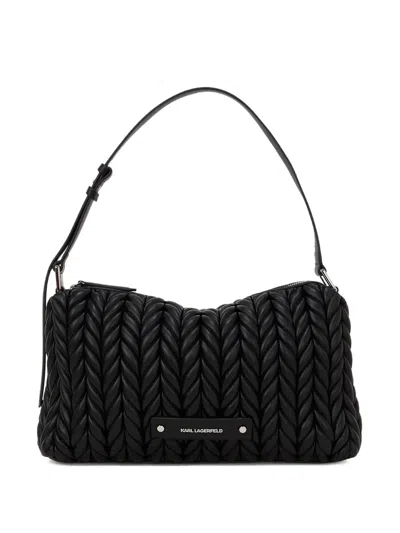 Karl Lagerfeld Medium K/weave Shoulder Bag In Black