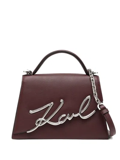 Karl Lagerfeld Medium Logo-plaque Tote Bag In Burgundy