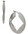 Karl Lagerfeld Medium Pave Square-cut Hoop Earrings, 1.1"