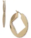 Karl Lagerfeld Medium Pave Square-cut Hoop Earrings, 1.1"