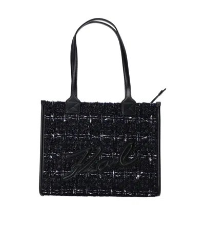 Karl Lagerfeld Medium Rectangular Shoulder Bag In Black