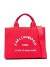 Karl Lagerfeld Medium Square Logo Shoulder Bag In 红色
