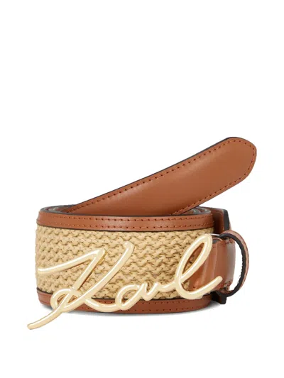 Karl Lagerfeld Medium Signature Belt In Orange