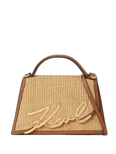 Karl Lagerfeld Medium Signature Crossbody Bag In Neutrals