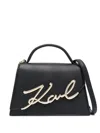 Karl Lagerfeld Medium Signature Leather Cross Body Bag In 992