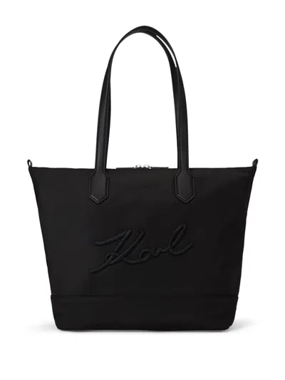 Karl Lagerfeld Medium Signature Tote Bag In Black