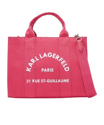 Karl Lagerfeld Medium Square Logo Shoulder Bag In Red