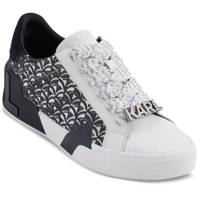 Karl Lagerfeld Melora Womens Lace-up Leather Casual And Fashion Sneakers In White,black