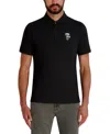 Karl Lagerfeld Men's 3-button Placket Short Sleeve Polo Shirt In Black
