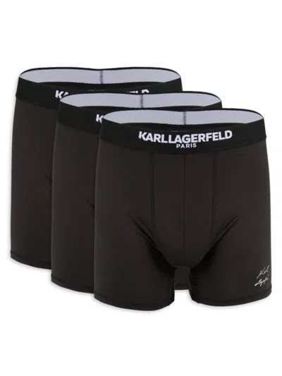 Karl Lagerfeld Men's 3-pack Logo Band Boxer Briefs In Black
