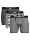 Karl Lagerfeld Men's 3-pack Print Logo Boxer Briefs In Black Combo