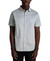 Karl Lagerfeld Printed Short Sleeve Button Front Shirt In Black,white