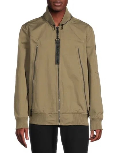 Karl Lagerfeld Men's Baseball Colla Bomber Jacket In Olive