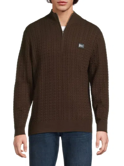 Karl Lagerfeld Men's Cable-knit Logo Sweater In Brown