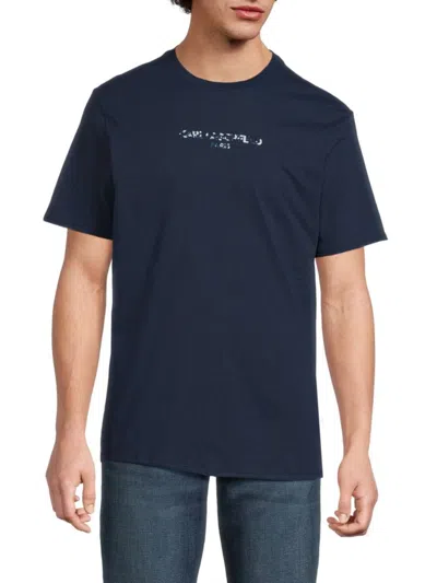 Karl Lagerfeld Men's Camo Logo Cotton T-shirt In Navy
