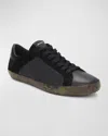 Karl Lagerfeld Men's Camo-sole Mix-leather Low-top Sneakers In Black